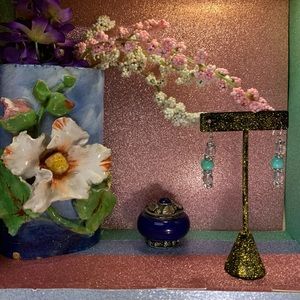 Acrylic Rhinestones and Glass Beaded Earrings